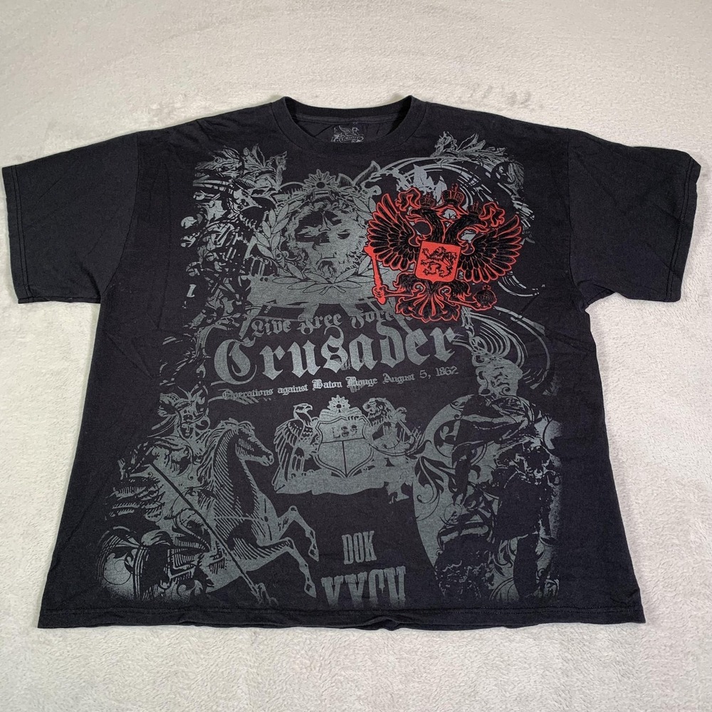 Y2K Chemistry Shirt Mens XL Black Crusader Double Eagle Medieval Graphic Tee